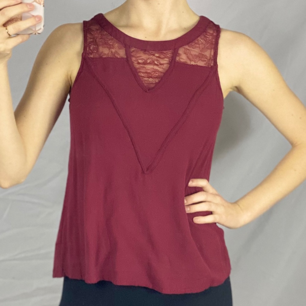 Socialite Lace Front Peek-a-boo Back Tank Top